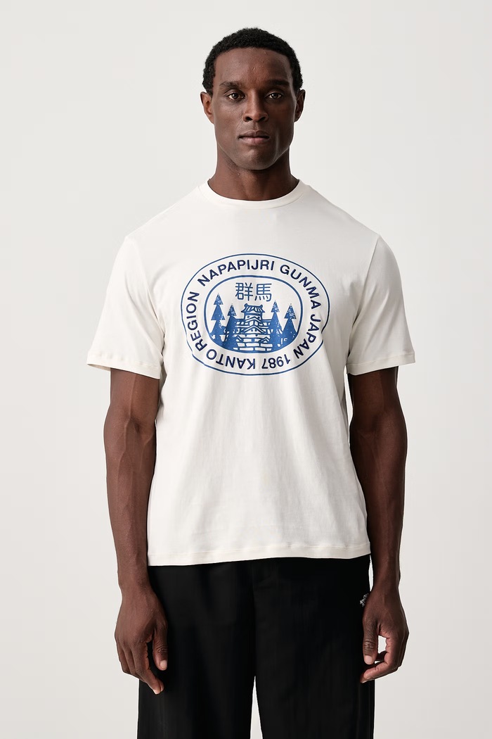 Napapijri T-shirt męski bawełniany Sunda beżowy NP0A8B3MN1A1