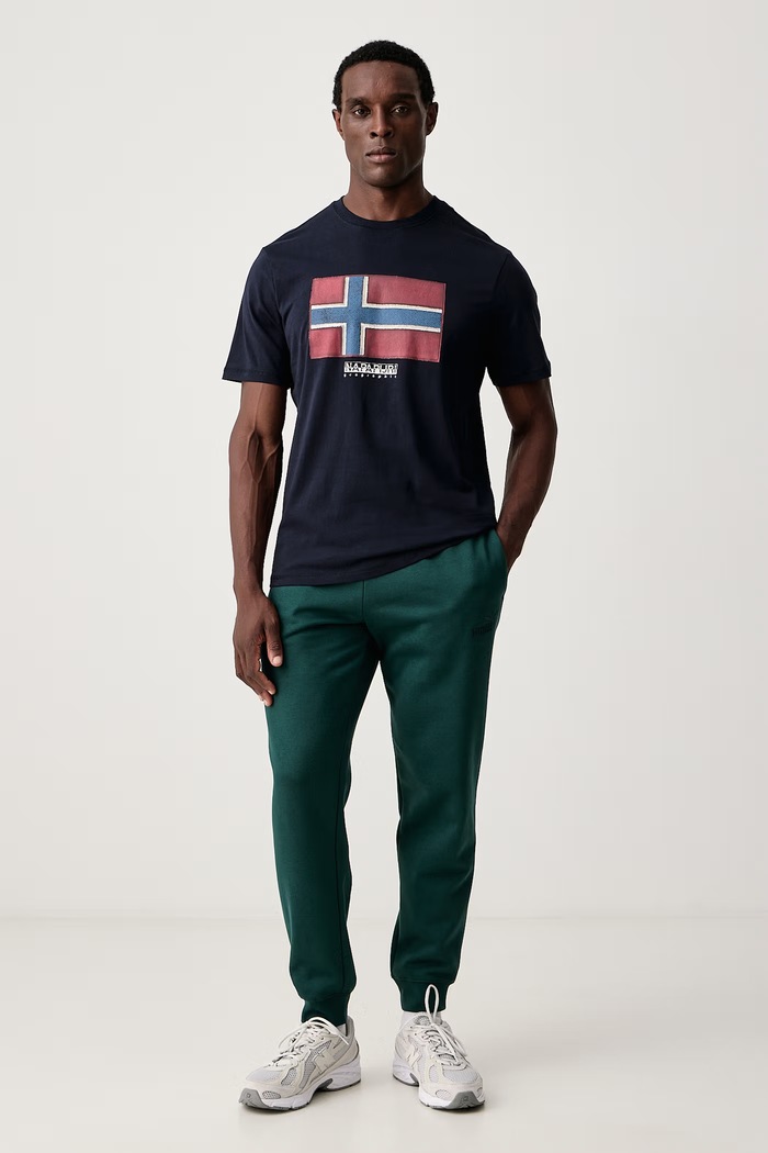 Napapijri T-shirt męski bawełniany Flag NP0A8A6I1761 granatowy AW26