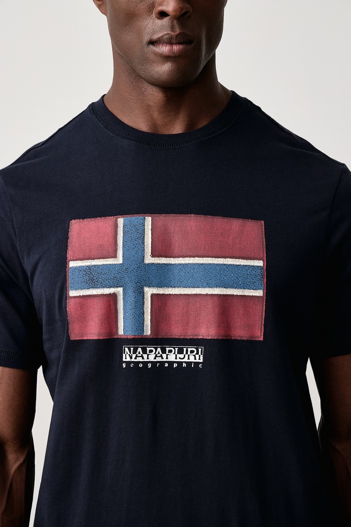T-shirt męski bawełniany Flag Napapijri NP0A8A6I1761 granatowy