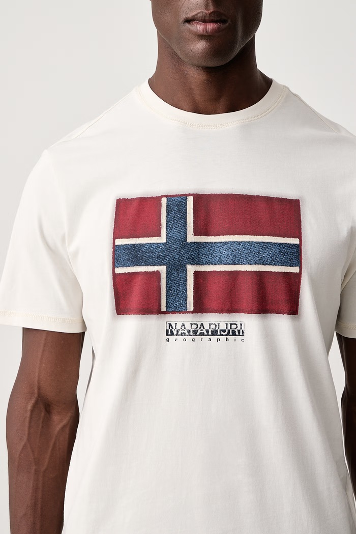 T-shirt męski bawełniany Flag Napapijri NP0A8A6IN1A1 beżowy