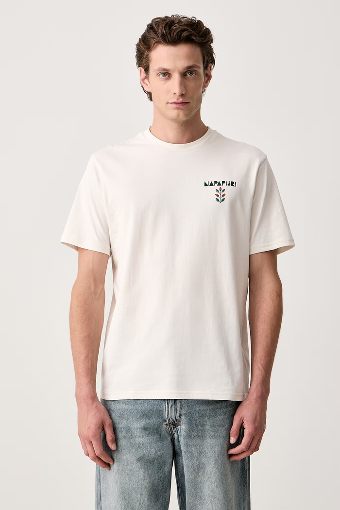 Odzież Napapijri T-shirt męski bawełniany Swhol NP0A8AU6N1A1 beżowy