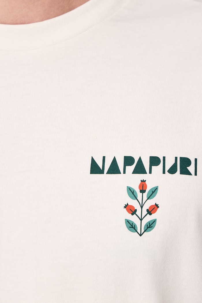 T-shirt męski bawełniany Swhol Napapijri beżowy NP0A8AU6N1A1