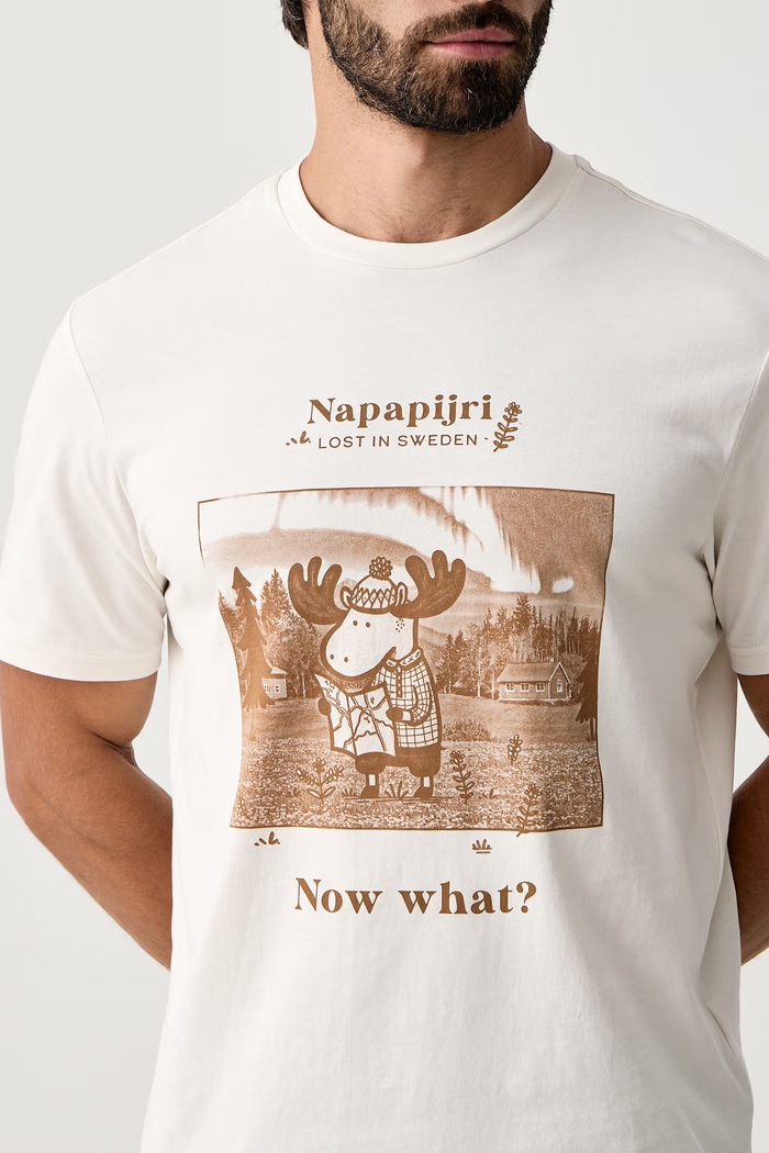 Odzież Napapijri T-shirt męski bawełniany Cabin NP0A8B3FN1A1 beżowy