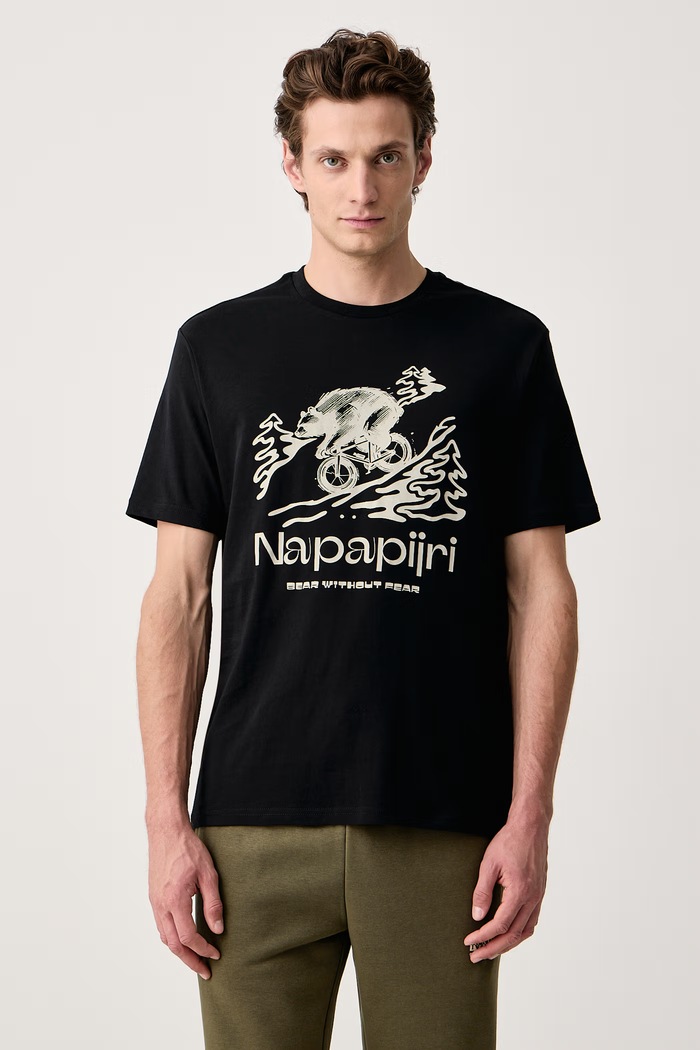 Napapijri T-shirt męski bawełniany Cabin czarny NP0A8B3F9411