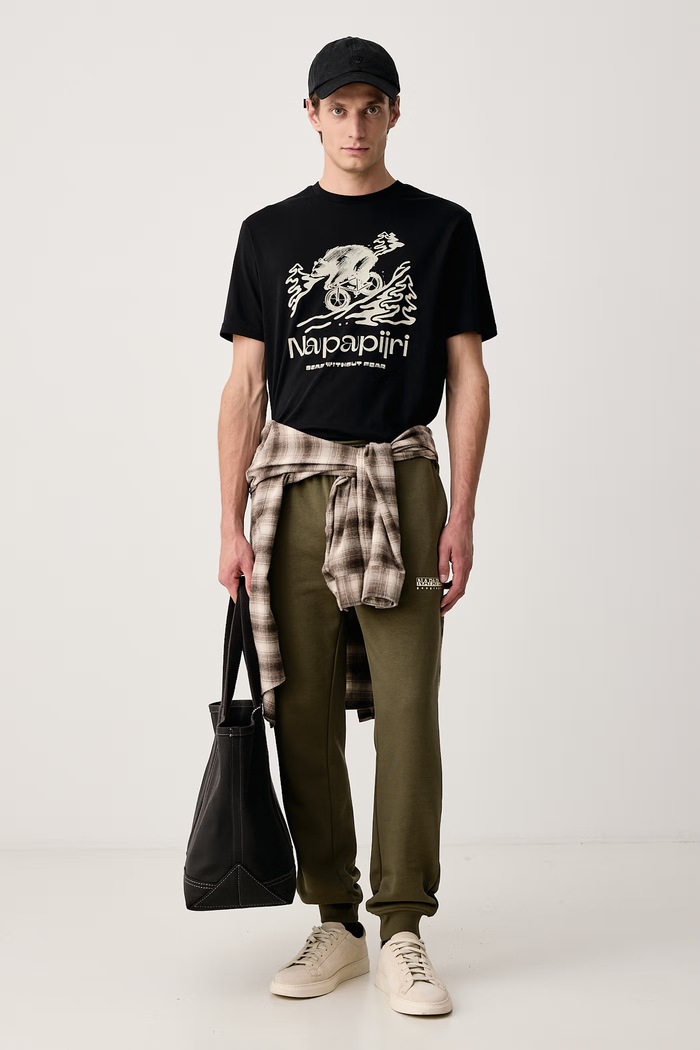 Napapijri T-shirt męski bawełniany Cabin NP0A8B3F9411 czarny AW26