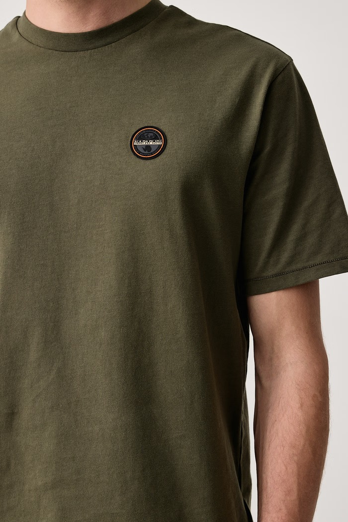 T-shirt męski bawełniany S-Badge Napapijri NP0A8949G1F1 zielony