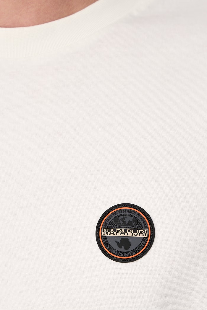 T-shirt męski bawełniany S-Badge Napapijri beżowy NP0A89492061