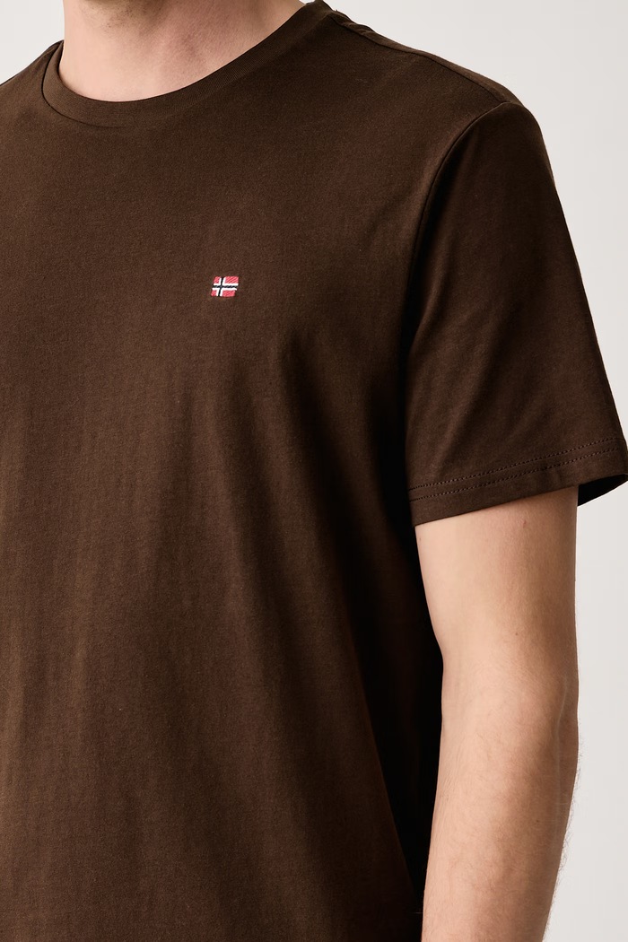 T-shirt basic męski bawełniany Salis Napapijri NP0A4H8DWT31 brązowy
