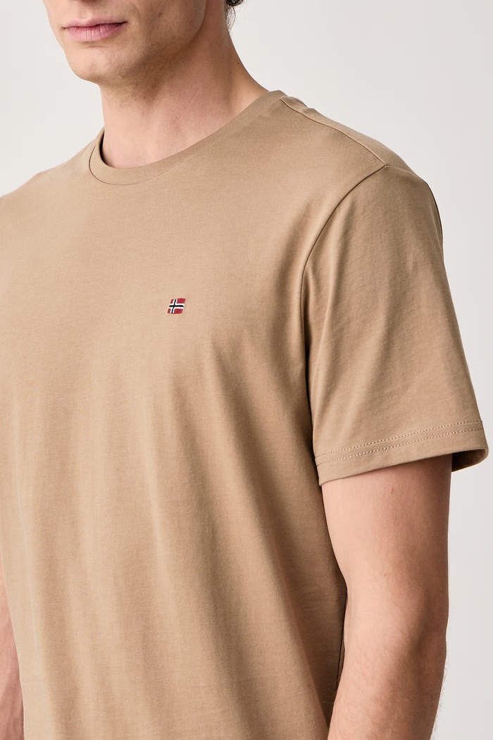 T-shirt basic męski bawełniany Salis Napapijri NP0A4H8DN7C1 brązowy