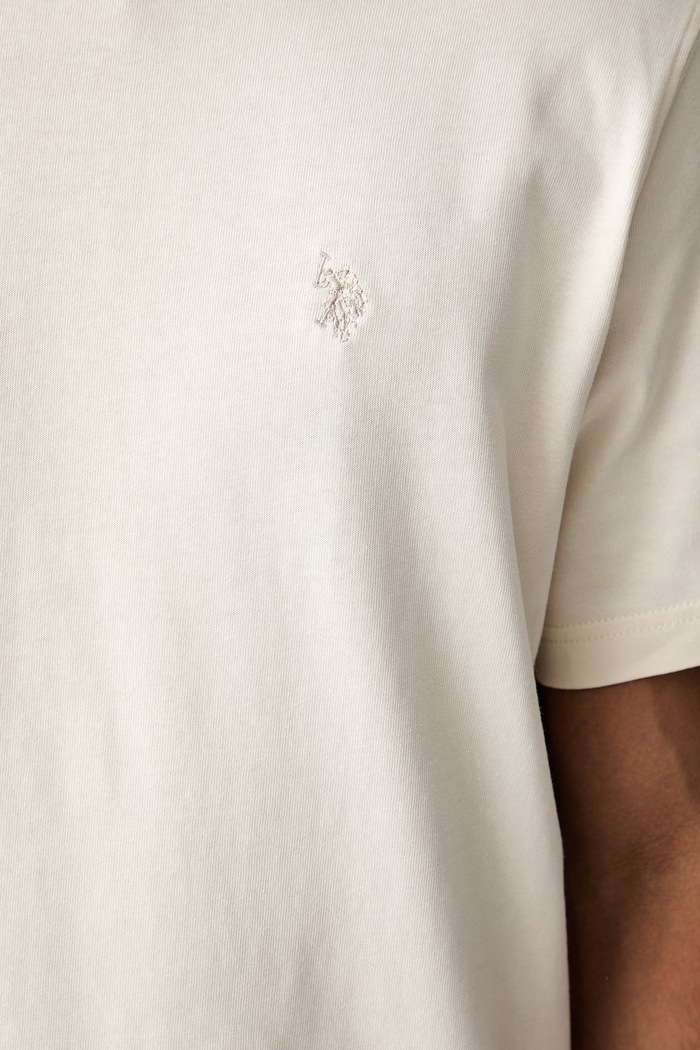 U.S. Polo Assn. T-shirt męski bawełniany RELAXED FIT DHM MUP4902 beżowy