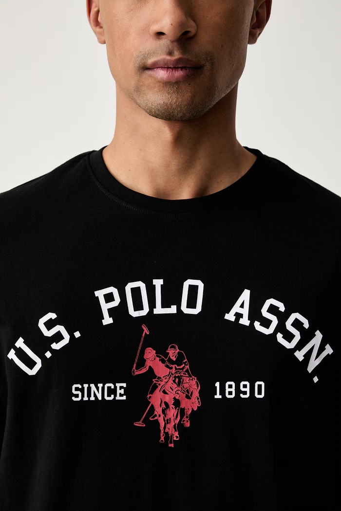 U.S. Polo Assn. T-shirt męski bawełniany SIGNATURE ARCH PRINT czarny MUP3268