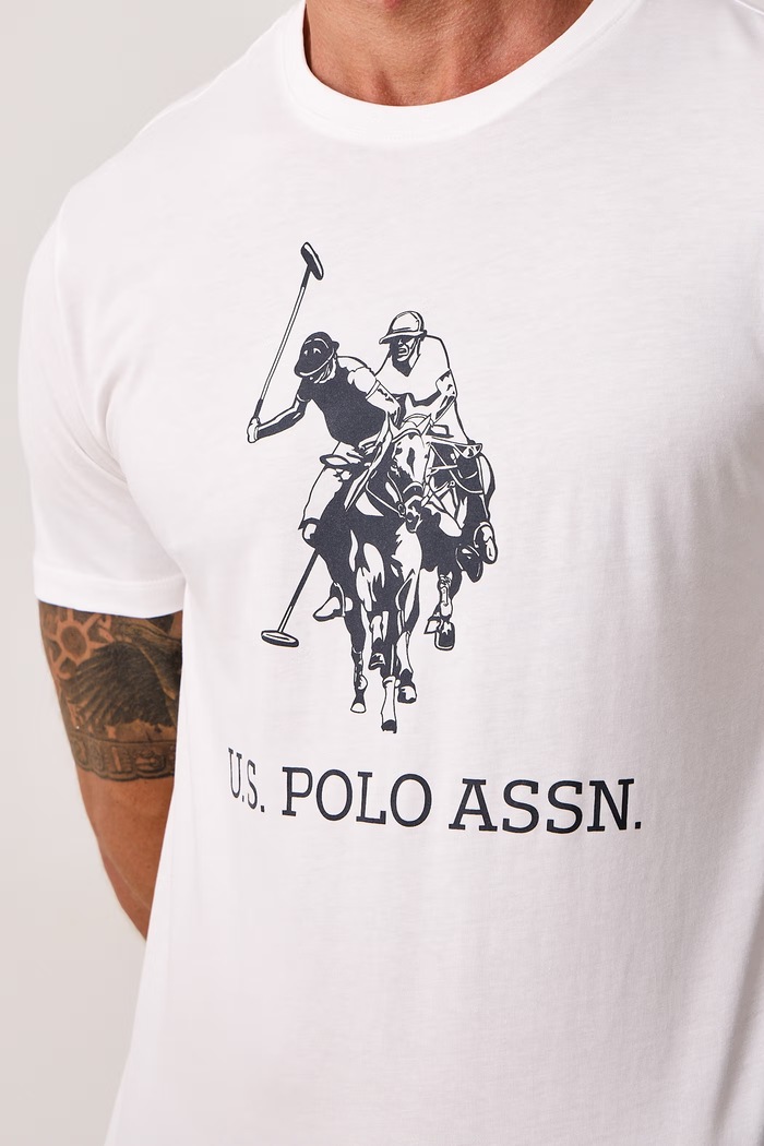 Kratka majica moška bombažna LARGE DHM U.S. Polo Assn. MUP5497 bela