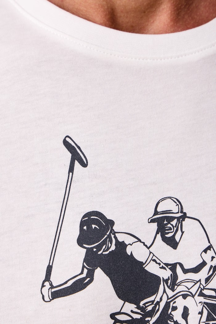 Kratka majica moška bombažna LARGE DHM U.S. Polo Assn. bela MUP5497