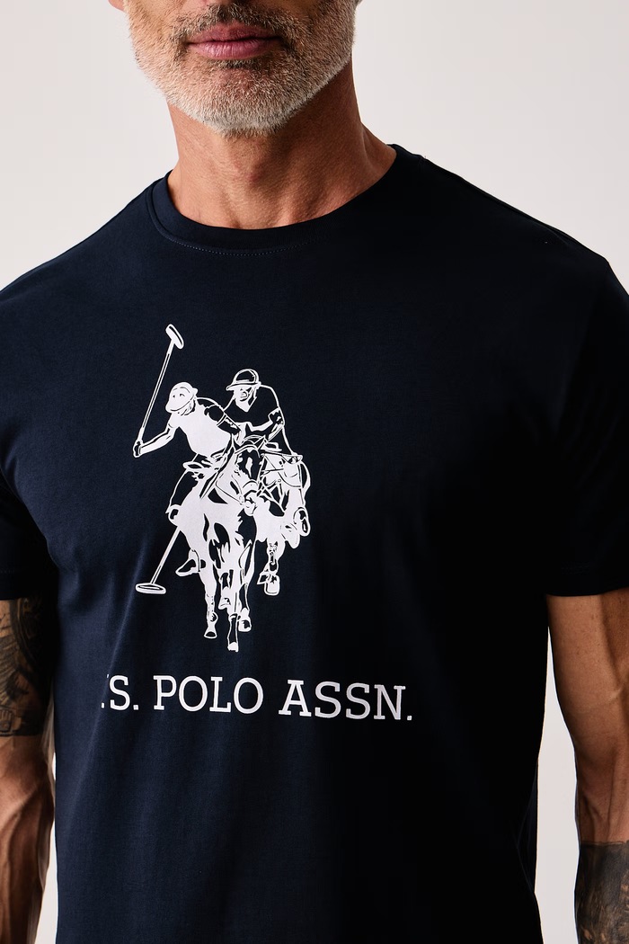 Kratka majica moška bombažna LARGE DHM U.S. Polo Assn. MUP5497 mornarsko modra