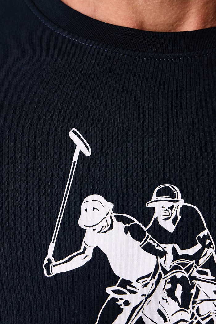 Kratka majica moška bombažna LARGE DHM U.S. Polo Assn. mornarsko modra MUP5497