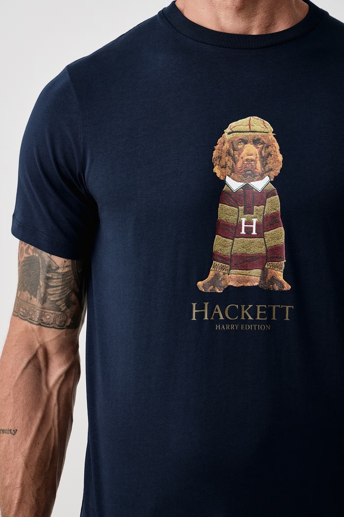T-shirt męski bawełniany Hackett London HM5000150 granatowy