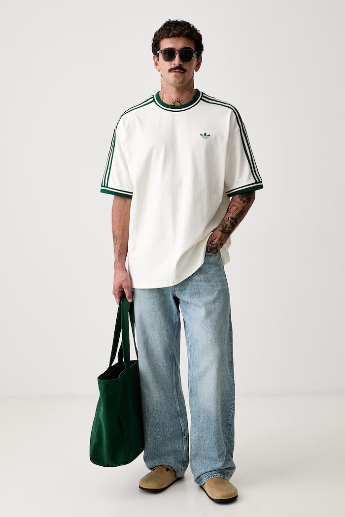 adidas Originals T-shirt męski bawełniany KW5690 beżowy AW26