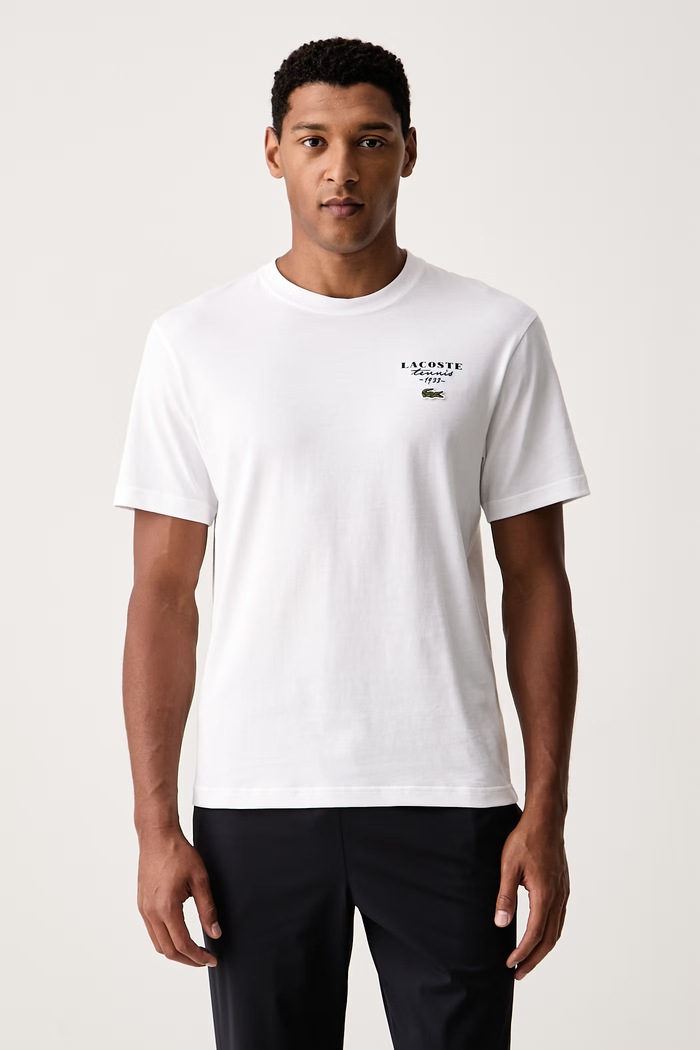 Odzież Lacoste T-shirt męski bawełniany TH2430 biały
