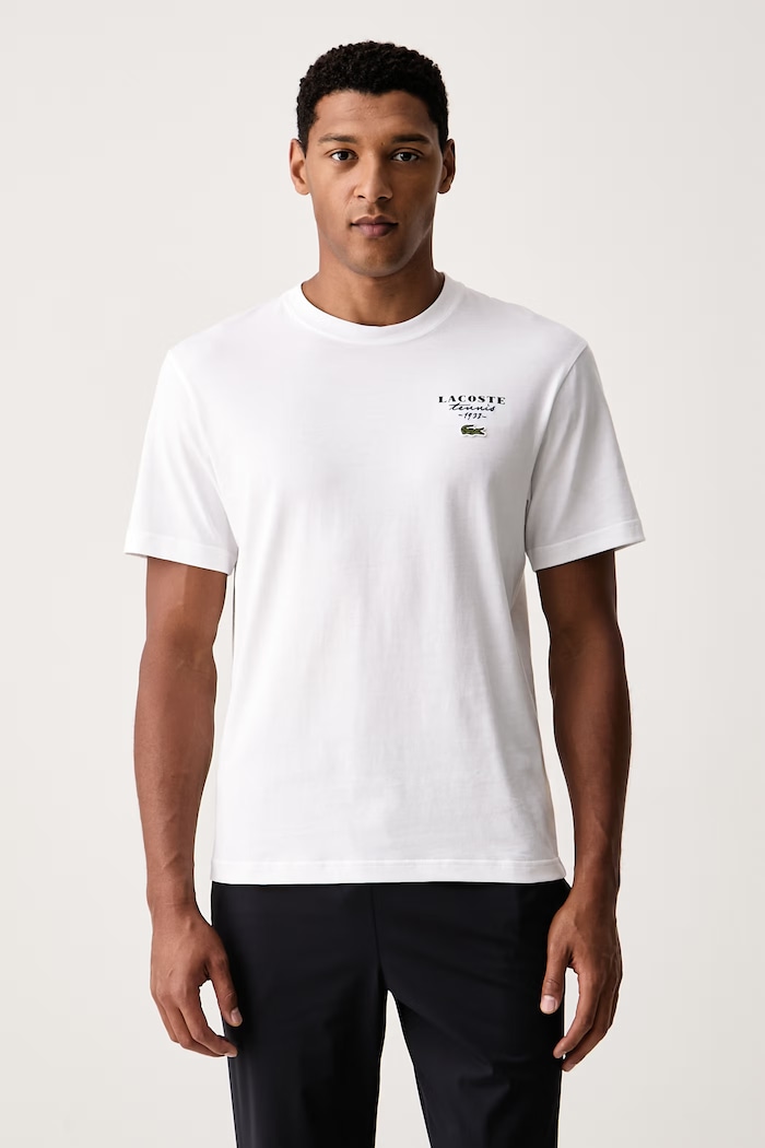 Odzież Lacoste T-shirt męski bawełniany TH2430 biały