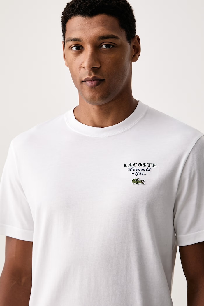 T-shirt męski bawełniany Lacoste TH2430 biały