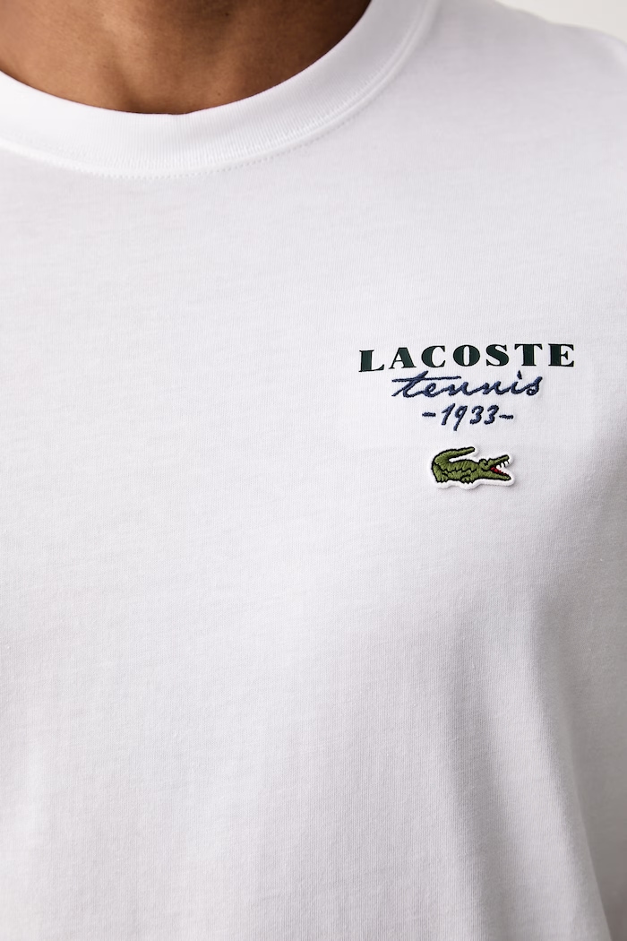 T-shirt męski bawełniany Lacoste biały TH2430