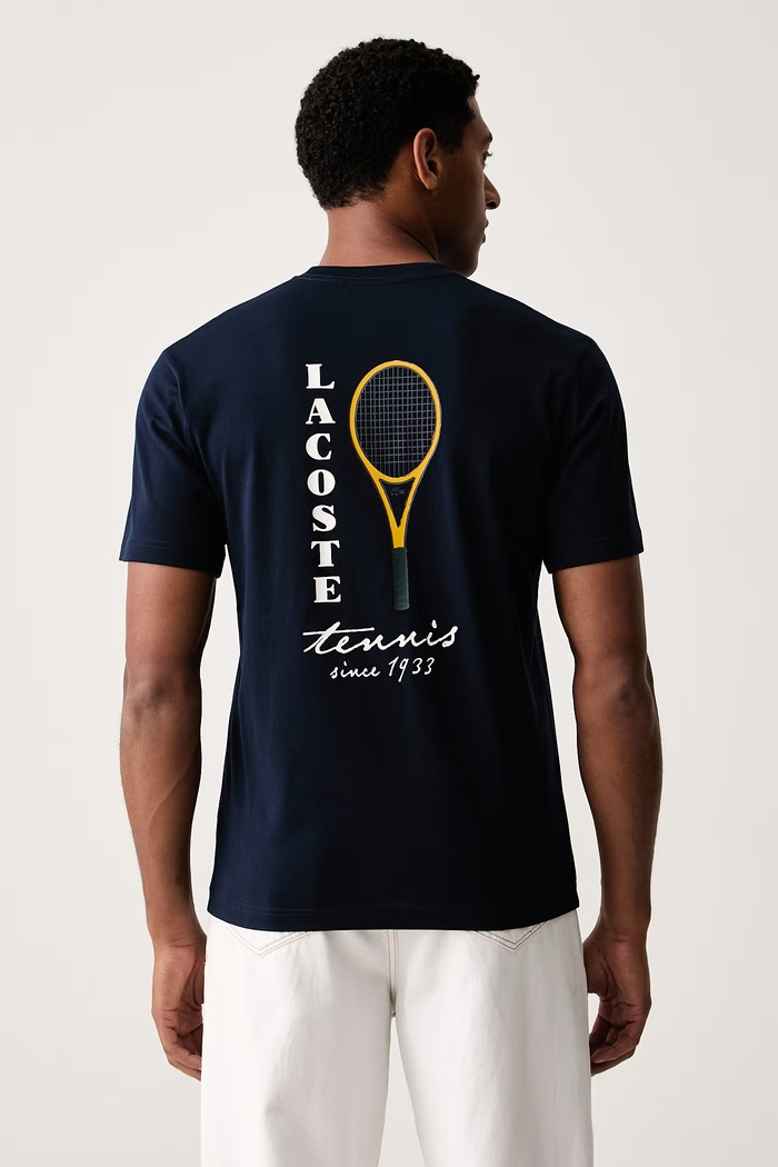 Lacoste T-shirt męski bawełniany granatowy TH2430