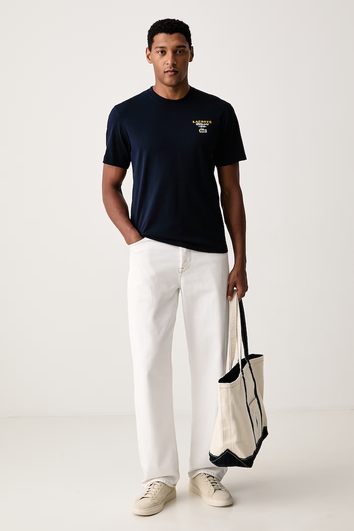 Lacoste T-shirt męski bawełniany TH2430 granatowy AW26