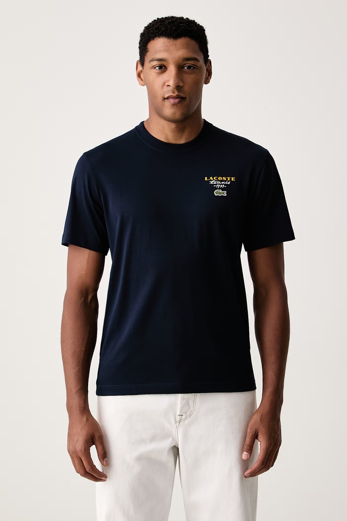 Odzież Lacoste T-shirt męski bawełniany TH2430 granatowy