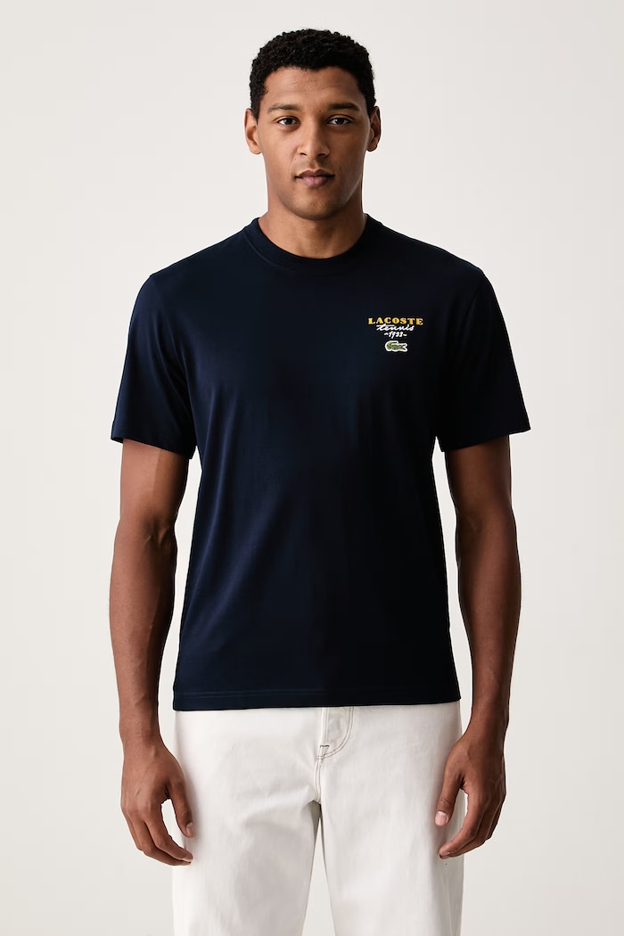 Odzież Lacoste T-shirt męski bawełniany TH2430 granatowy