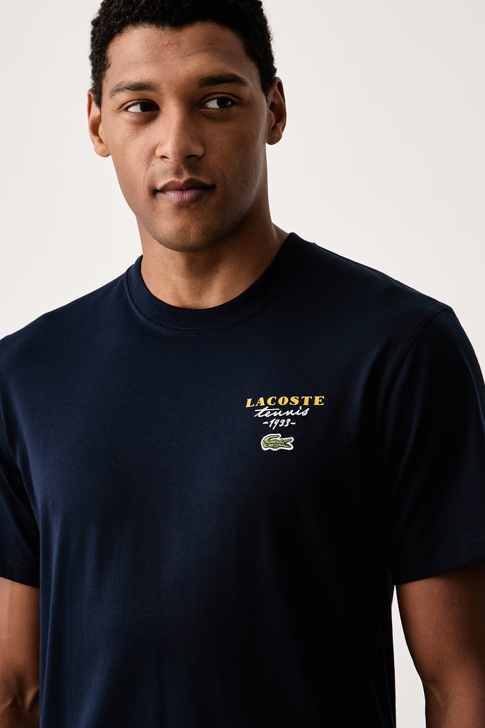 T-shirt męski bawełniany Lacoste TH2430 granatowy