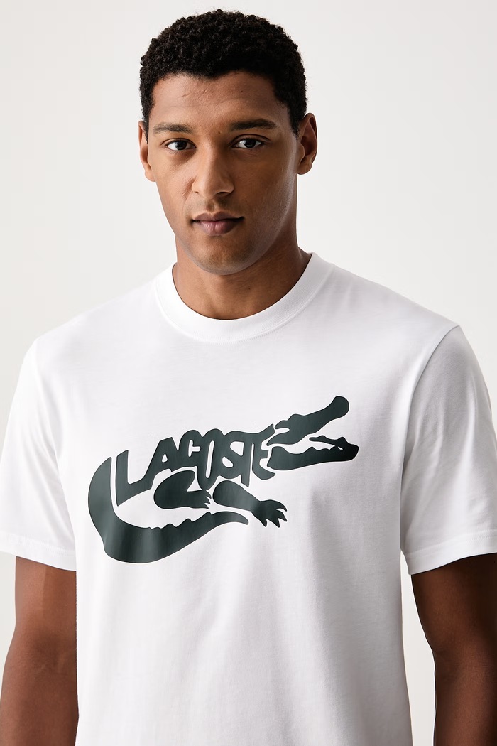 T-shirt męski bawełniany Lacoste TH9990 biały