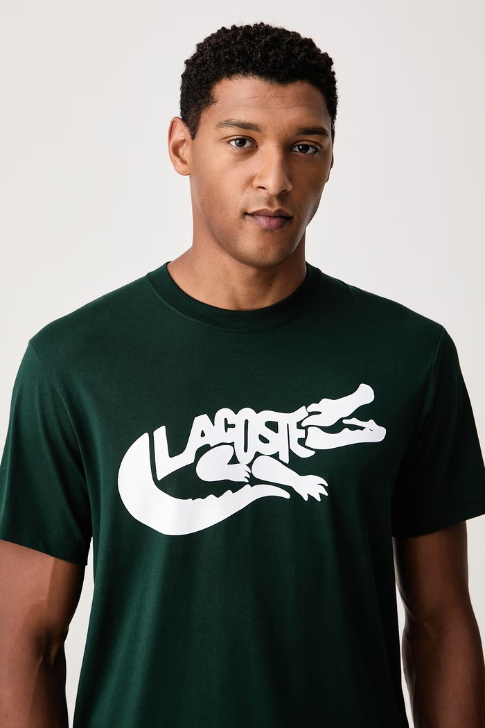T-shirt męski bawełniany Lacoste TH9990 zielony