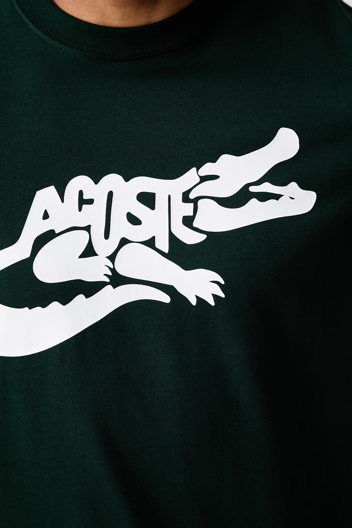 T-shirt męski bawełniany Lacoste zielony TH9990