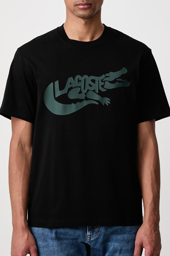 T-shirt ανδρικό βαμβακερό Lacoste TH9990 μαύρο