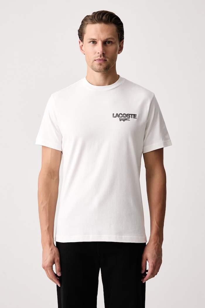 Lacoste T-shirt sportowy męski bawełniany TH9676 beżowy AW26