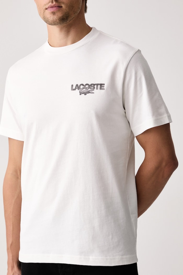 Odzież Lacoste T-shirt sportowy męski bawełniany TH9676 beżowy