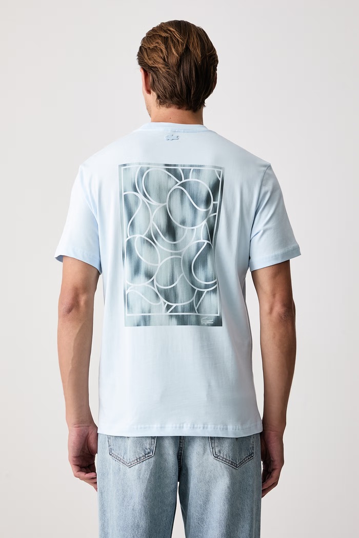 Lacoste T-shirt sportowy męski bawełniany niebieski TH9676