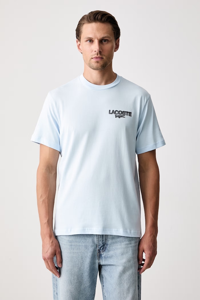 Lacoste T-shirt sportowy męski bawełniany TH9676 niebieski AW26