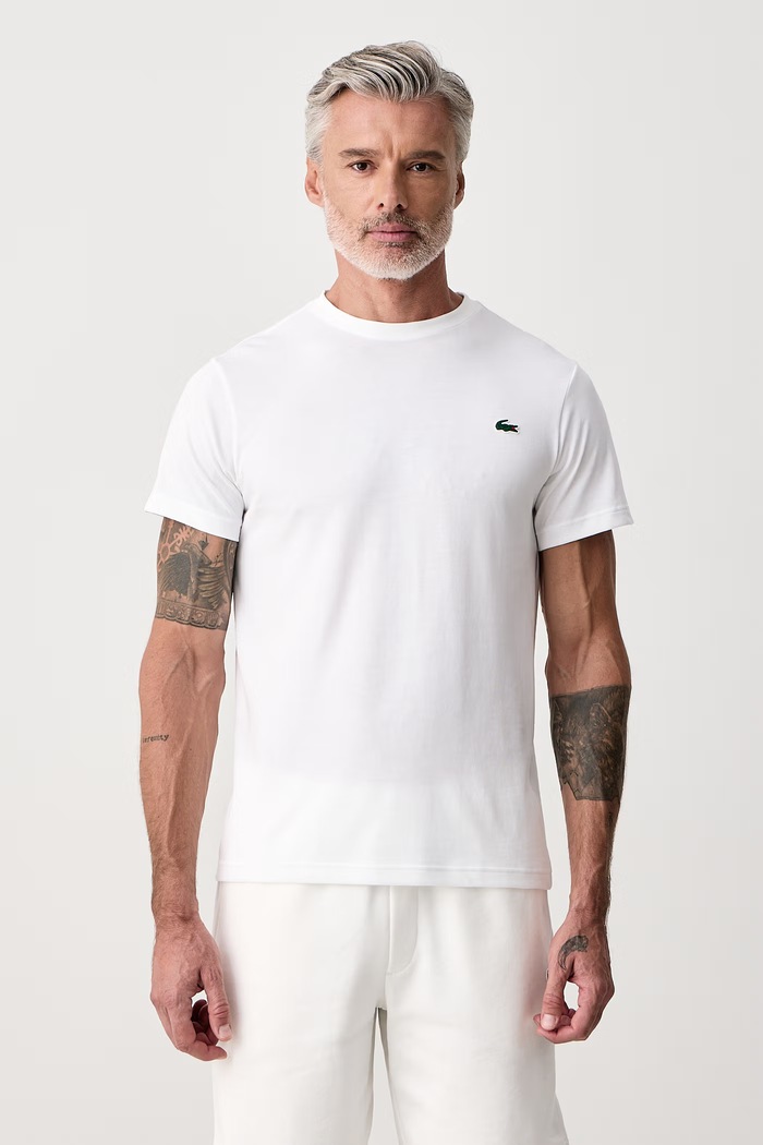 Odzież Lacoste T-shirt męski z bawełną TH6655 biały