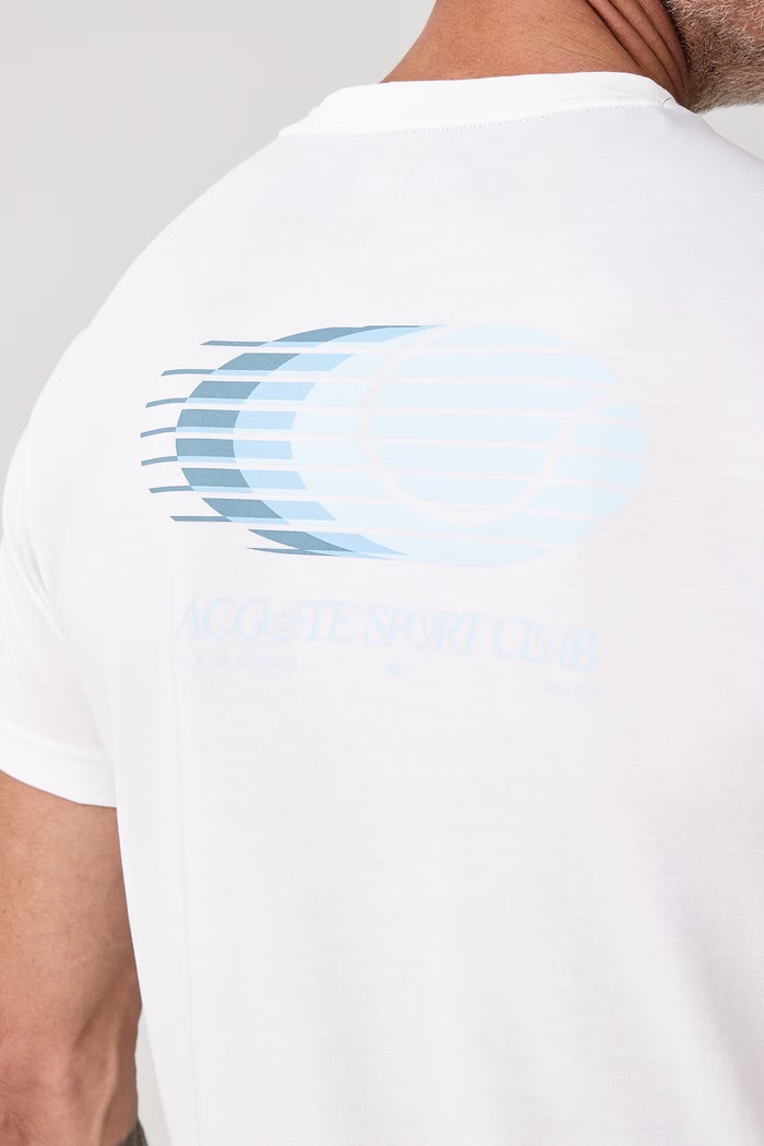 T-shirt męski z bawełną Lacoste TH6655 biały