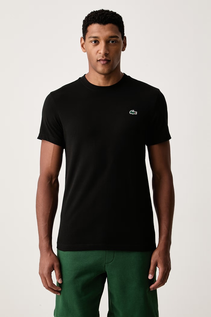 Odzież Lacoste T-shirt męski z bawełną TH6655 czarny