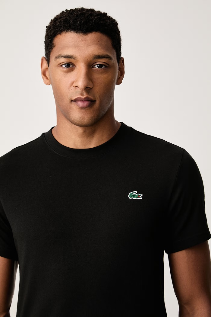 T-shirt męski z bawełną Lacoste TH6655 czarny