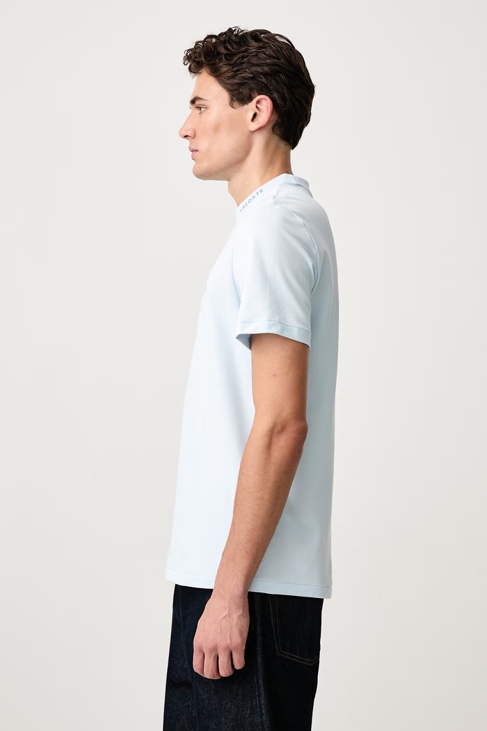 T-shirt męski z bawełną Lacoste TH5060 niebieski