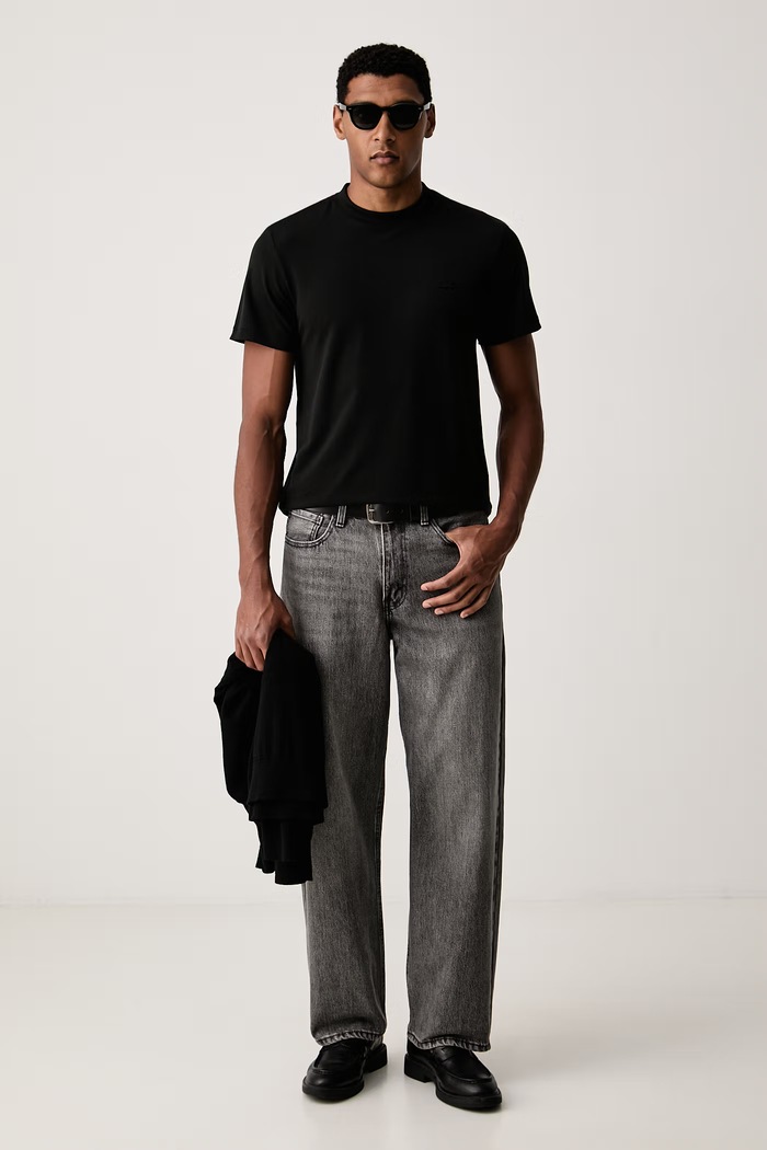 Lacoste T-shirt męski z bawełną TH5060 czarny AW26