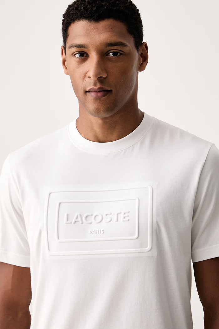 T-shirt bawełniany męski Lacoste TH0794 biały