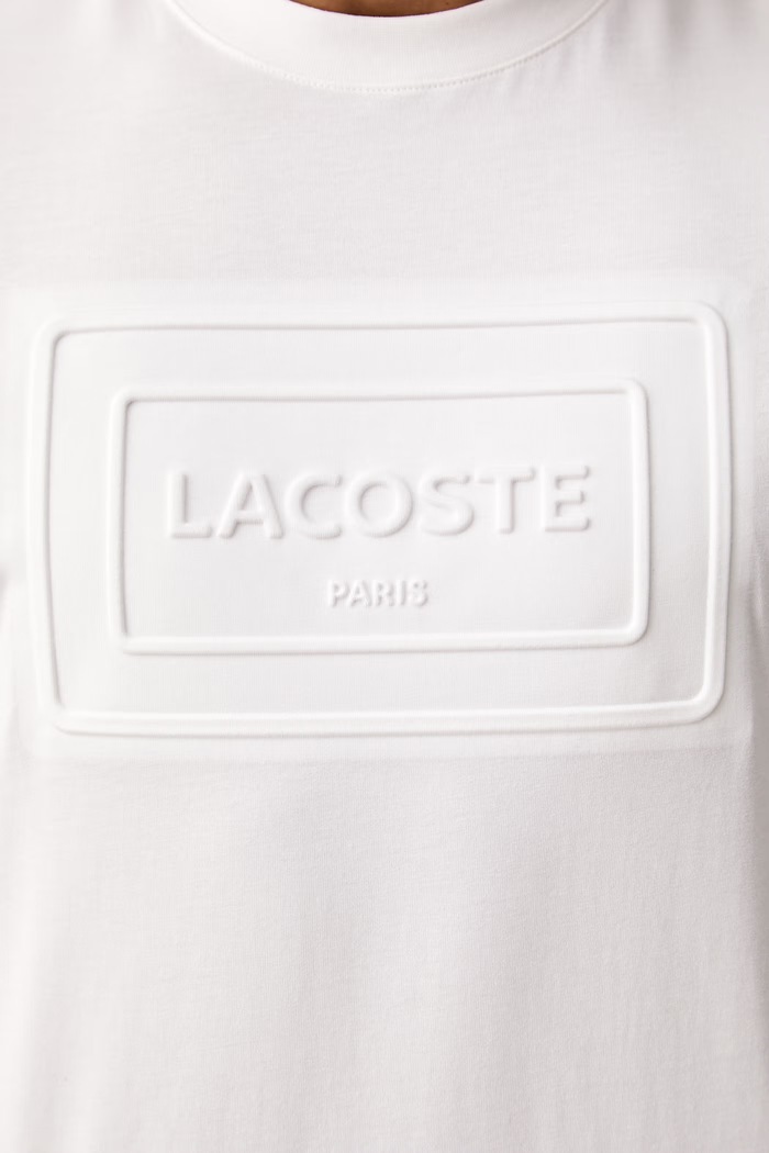 T-shirt bawełniany męski Lacoste biały TH0794