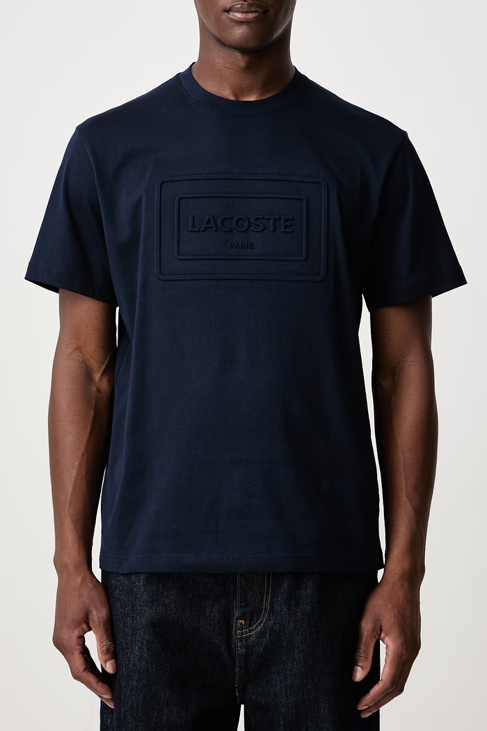 Odzież Lacoste T-shirt męski bawełniany TH0794 granatowy