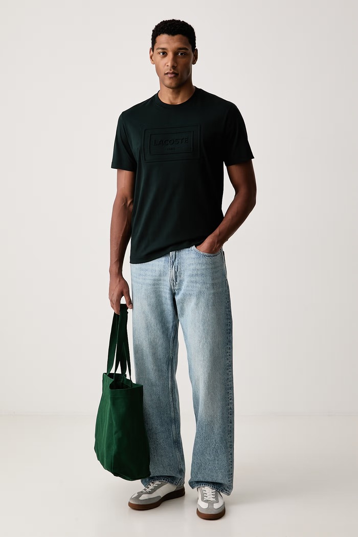 Lacoste T-shirt męski bawełniany TH0794 zielony AW26