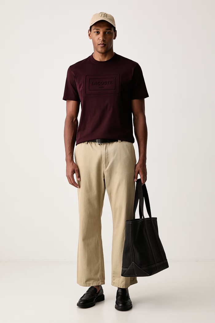 Lacoste T-shirt męski bawełniany TH0794 bordowy AW26