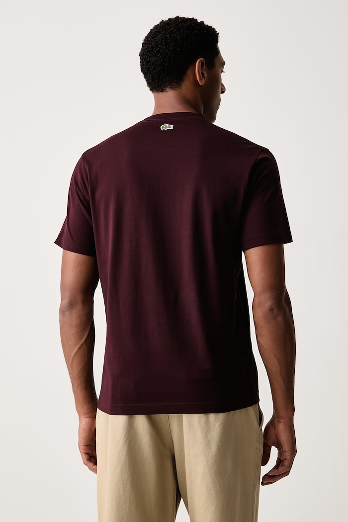 Odzież Lacoste T-shirt męski bawełniany TH0794 bordowy